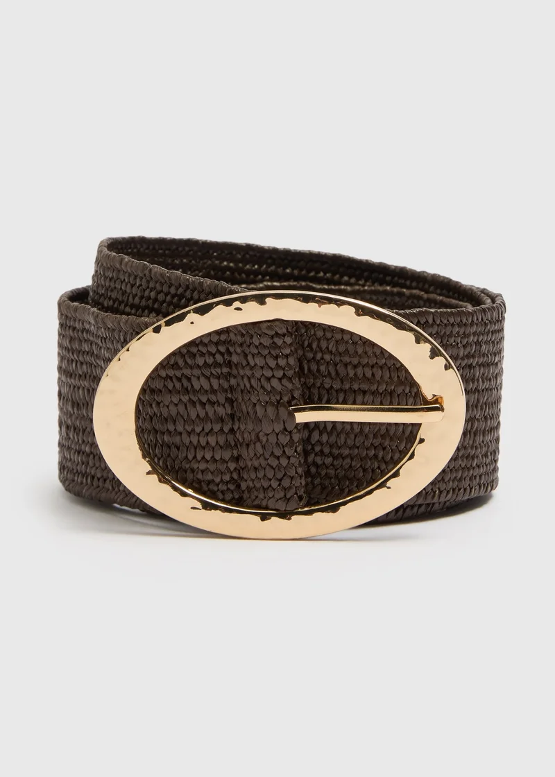 ماتلان Chocolate Brown Raffia Belt